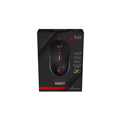MediaRange Gaming Series kabelgebundene 6-Tasten Gaming-Maus mit optischem Sensor und RGB Hintergrundbeleuchtung, schwarz Bild 1