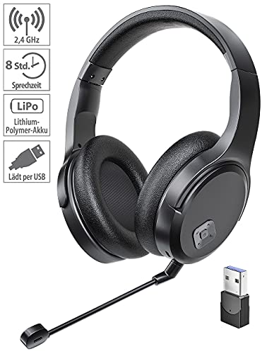 auvisio Gaming Headset: Digitales Funk-Headset mit abnehmbarem Mikrofon, 8 Std. Laufzeit, USB (Over Ear, Stereo, bugel) Bild 2