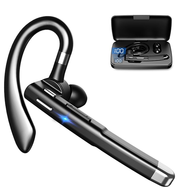 Kabelloses Headset, 30 Stunden Spielzeit, mit 450 mAh Ladehülle, integriertes Mikrofon, Geräuschunterdrückung, Kopfhörer 5.0, Freisprecheinrichtung, Sport-Kopfhörer für Android, iOS, Geschäft, Büro Bild 1