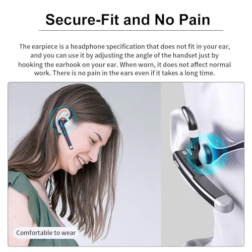 Kabelloses Headset, 30 Stunden Spielzeit, mit 450 mAh Ladehülle, integriertes Mikrofon, Geräuschunterdrückung, Kopfhörer 5.0, Freisprecheinrichtung, Sport-Kopfhörer für Android, iOS, Geschäft, Büro Bild 4
