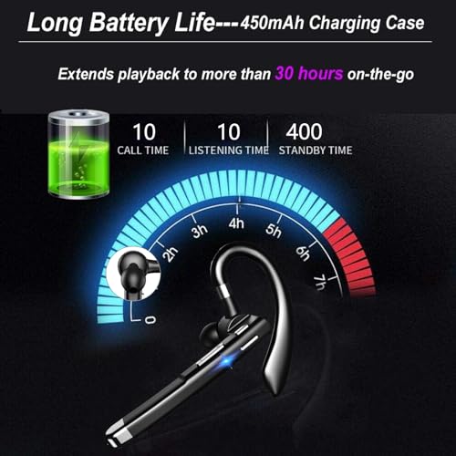 Kabelloses Headset, 30 Stunden Spielzeit, mit 450 mAh Ladehülle, integriertes Mikrofon, Geräuschunterdrückung, Kopfhörer 5.0, Freisprecheinrichtung, Sport-Kopfhörer für Android, iOS, Geschäft, Büro Bild 6