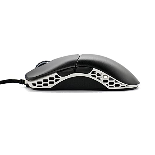 Ducky Feather Gaming Maus 65g – Symmetrisch für Rechts- & Linkshänder – PixArt 3389 Sensor mit 16.000 DPI – 7 Tasten – ARGB Beleuchtung – Paracord Kabel – Schwarz/Weiß Bild 2
