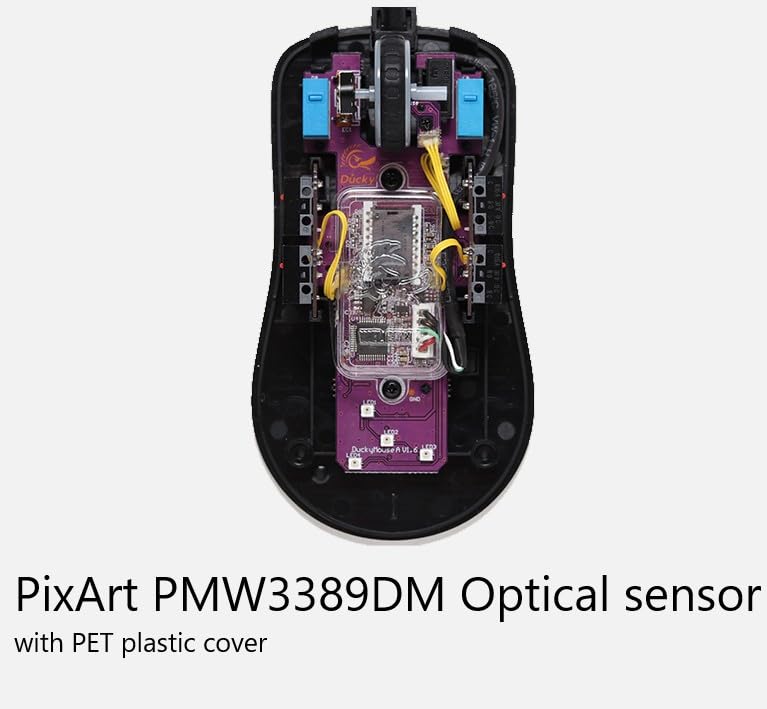 Ducky Feather Gaming Maus 65g – Symmetrisch für Rechts- & Linkshänder – PixArt 3389 Sensor mit 16.000 DPI – 7 Tasten – ARGB Beleuchtung – Paracord Kabel – Schwarz/Weiß Bild 4