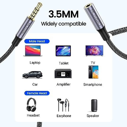 MOSWAG Headset Verlängerungskabel 2 m (die Verlängerung ist ideal für Gaming Headsets oder Headsets mit Mikrofon, TRRS 4-polig, 3,5 mm Stecker auf Buchse) Bild 2