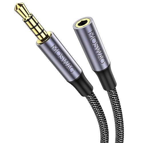 MOSWAG Headset Verlängerung 4 Polig TRRS Nylon 3.5mm Stereo Audio Verlängerungskabel (Stecker auf Buchse) Klinken Adapter Kabel für Lavalier Mikrofon mit Vergoldeter Kontakte Bild 1