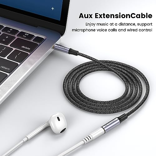MOSWAG Headset Verlängerung 4 Polig TRRS Nylon 3.5mm Stereo Audio Verlängerungskabel (Stecker auf Buchse) Klinken Adapter Kabel für Lavalier Mikrofon mit Vergoldeter Kontakte Bild 3