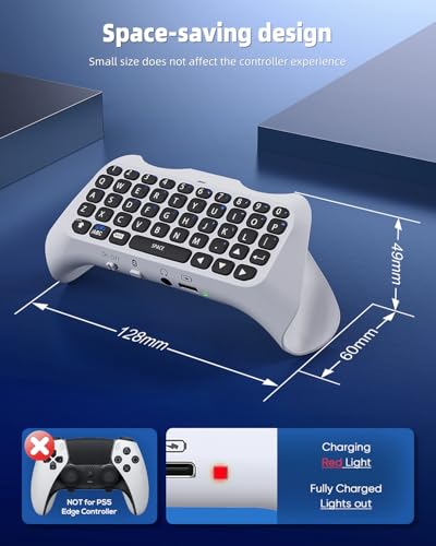 Wireless Controller Tastatur für PS5 Pro Slim, Bluetooth 3.0 Mini Portable Gamepad mit eingebautem Lautsprecher Audio Jack für Playstation 5 Voice Chat Board für Messaging und Gaming Live Chat Bild 2