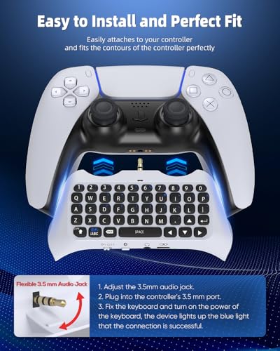 Wireless Controller Tastatur für PS5 Pro Slim, Bluetooth 3.0 Mini Portable Gamepad mit eingebautem Lautsprecher Audio Jack für Playstation 5 Voice Chat Board für Messaging und Gaming Live Chat Bild 3