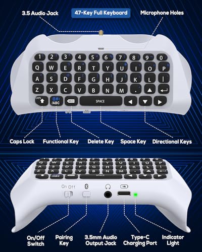 Wireless Controller Tastatur für PS5 Pro Slim, Bluetooth 3.0 Mini Portable Gamepad mit eingebautem Lautsprecher Audio Jack für Playstation 5 Voice Chat Board für Messaging und Gaming Live Chat Bild 4