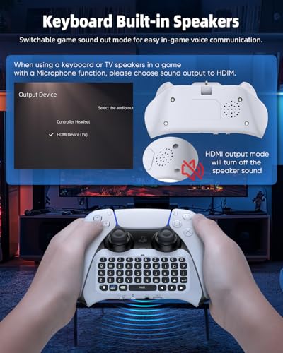 Wireless Controller Tastatur für PS5 Pro Slim, Bluetooth 3.0 Mini Portable Gamepad mit eingebautem Lautsprecher Audio Jack für Playstation 5 Voice Chat Board für Messaging und Gaming Live Chat Bild 6