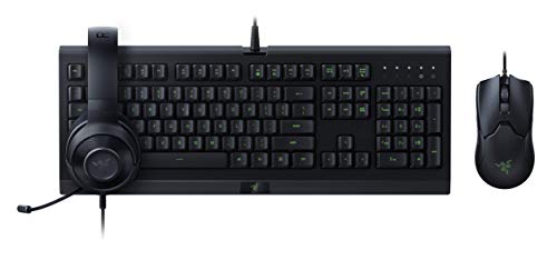 Razer Power Up Bundle – Esports-Spielset bestehend aus Einer Cynosa Lite Tastatur (Qwertz DE-Layout), Einer Viper-Maus und einem Kraken X Lite Kopfhörer, Schwarz Bild 1
