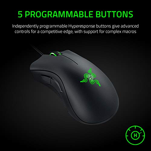 Razer DeathAdder Essential (2021) - Kabelgebundene Gaming-Maus mit Optischem Sensor mit 6400 DPI (5 programmierbare Tasten, Ergonomischer Formfaktor, 10 Millionen Klicks Lebensdauer) Schwarz Bild 4
