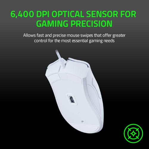Razer DeathAdder Essential (2021) - Kabelgebundene Gaming-Maus mit Optischem Sensor mit 6400 DPI (5 programmierbare Tasten, Ergonomischer Formfaktor, 10 Millionen Klicks Lebensdauer) Weiß Bild 5