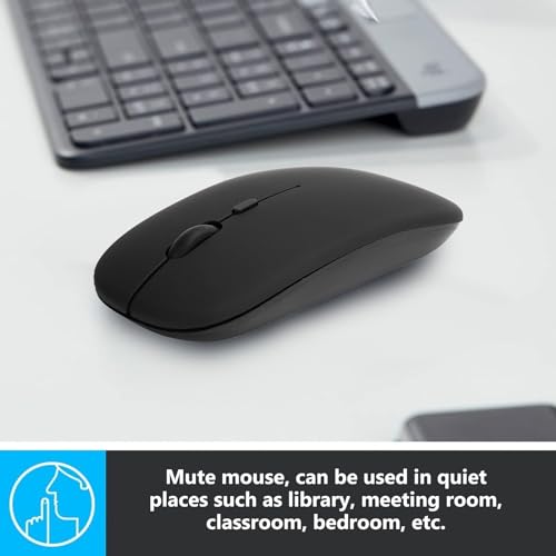 Zunate Drahtlose Maus, Drahtloses Bluetooth 5.0 Schwarz Computer Stummschalten Mäuse 800/1200/1600 3-fache DPI-Einstellung für Tablets/Lernen/Computer und Laptops Bild 4