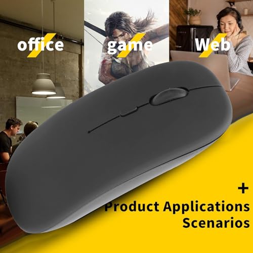 Zunate Drahtlose Maus, Drahtloses Bluetooth 5.0 Schwarz Computer Stummschalten Mäuse 800/1200/1600 3-fache DPI-Einstellung für Tablets/Lernen/Computer und Laptops Bild 5