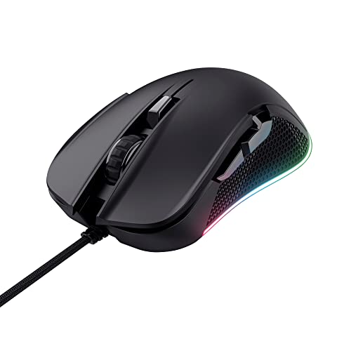 Trust Gaming GXT 922 Ybar Gaming Maus mit RGB LED-Beleuchtung, 200-7200 DPI, USB Kabel 2,1 m, Erweiterte Software, PC Maus mit 6 Programmierbare Tasten für Computer und Laptop - Schwarz Bild 1