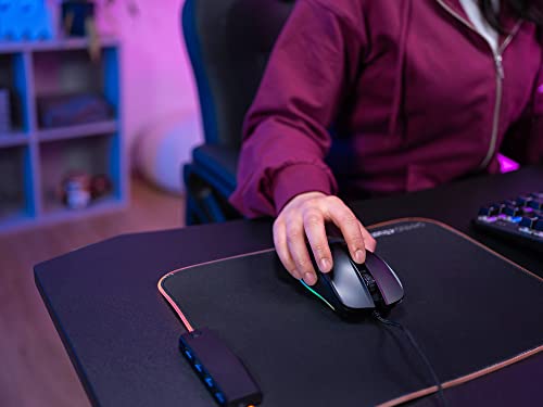 Trust Gaming GXT 922 Ybar Gaming Maus mit RGB LED-Beleuchtung, 200-7200 DPI, USB Kabel 2,1 m, Erweiterte Software, PC Maus mit 6 Programmierbare Tasten für Computer und Laptop - Schwarz Bild 2