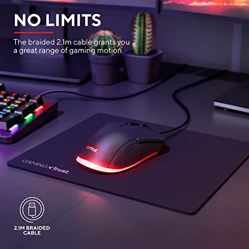 Trust Gaming GXT 922 Ybar Gaming Maus mit RGB LED-Beleuchtung, 200-7200 DPI, USB Kabel 2,1 m, Erweiterte Software, PC Maus mit 6 Programmierbare Tasten für Computer und Laptop - Schwarz Bild 5