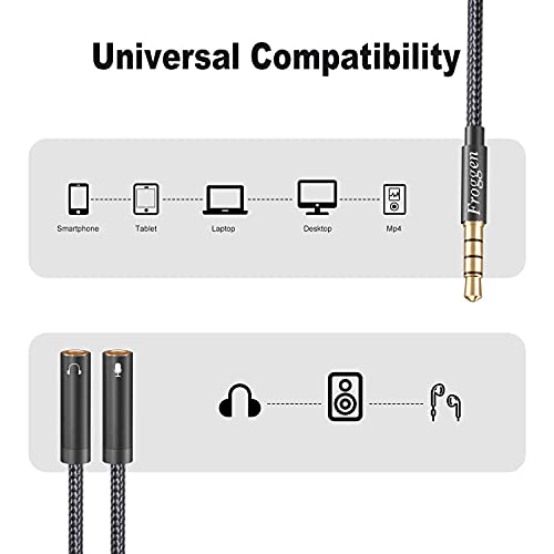 Kopfhörer Adapter Splitter, 3.5mm Stecker auf Doppel 3.5mm Klinkenstecker (Headset und Mikrofon) Y Splitter Kabel für Gaming Headset, PS4, Xbox One, Handy und Laptop Bild 3