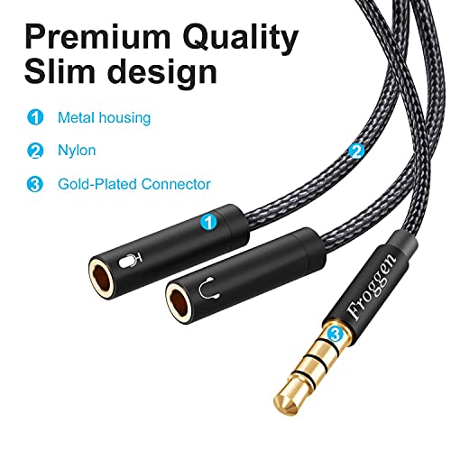 Kopfhörer Adapter Splitter, 3.5mm Stecker auf Doppel 3.5mm Klinkenstecker (Headset und Mikrofon) Y Splitter Kabel für Gaming Headset, PS4, Xbox One, Handy und Laptop Bild 4