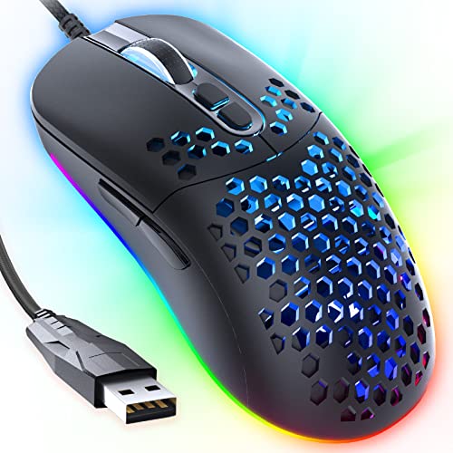 CYD C306 Kabelgebundene Gaming-Mäuse mit 7200 DPI Sensor, Gaming-Mäusen mit 2.5m Kabel, Gaming-Maus USB Anschluss PC/Notebook mit LED RGB-Beleuchtung Bild 1