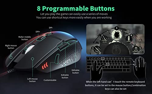 CYD Kabelgebundene Gaming-Mäuse mit 7200 DPI Sensor, Gaming-Mäusen mit 2.5m Kabel, Gaming-Maus USB Anschluss PC/Notebook mit LED RGB-Beleuchtung Bild 5