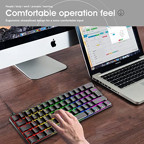 60 % kabelgebundene mechanische Gaming-Tastatur und Maus-Kombination, ultrakompakte Mini-62 Tasten, Typ C, 6400 dpi, leichte Gaming-Maus mit Wabenhülle für PC/Mac Bild 6