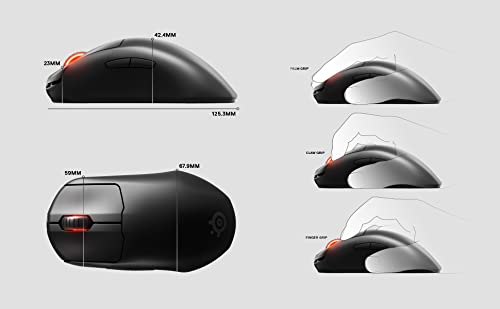 SteelSeries Prime Wireless - Esports Leistung Kabellose Gaming-Maus - 100 Stunden Akkulaufzeit - TrueMove Air Optical Sensor mit 18.000 CPI - Magnetisch-optische Schalter Bild 5