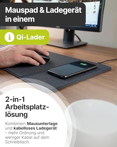 SCHWAIGER Kabellose PC-Maus mit QI-Mauspad I Computermouse mit Qi Ladepad I Funkmaus mit 800/1200/1600 DPI Auflösung I induktive Ladestation 10 W Bild 2