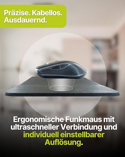 SCHWAIGER Kabellose PC-Maus mit QI-Mauspad I Computermouse mit Qi Ladepad I Funkmaus mit 800/1200/1600 DPI Auflösung I induktive Ladestation 10 W Bild 4