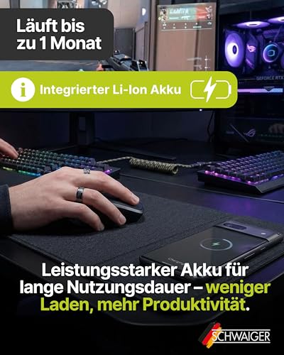 SCHWAIGER Kabellose PC-Maus mit QI-Mauspad I Computermouse mit Qi Ladepad I Funkmaus mit 800/1200/1600 DPI Auflösung I induktive Ladestation 10 W Bild 5
