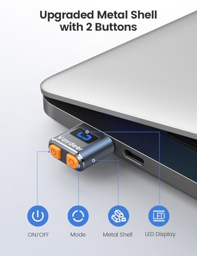 VAYDEER Maus Jiggler USB – Mini Mausbeweger aus Aluminium, Plug & Play, 100 % unauffindbar, 3 zufällige Bewegungsmuster, verhindert Bildschirmsperre im Home Office Bild 2