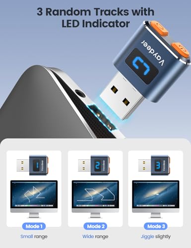 VAYDEER Maus Jiggler USB – Mini Mausbeweger aus Aluminium, Plug & Play, 100 % unauffindbar, 3 zufällige Bewegungsmuster, verhindert Bildschirmsperre im Home Office Bild 3