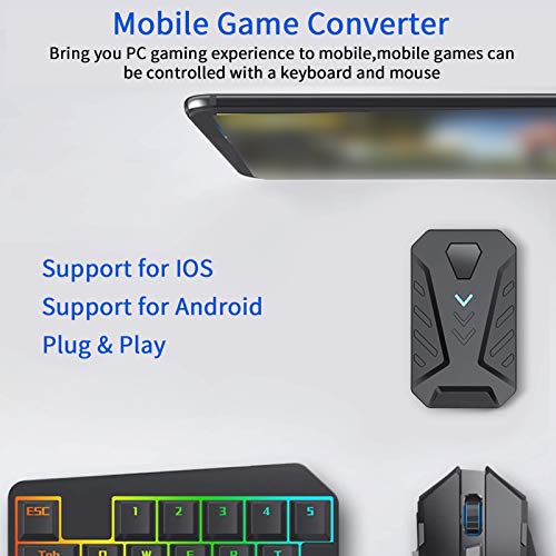 Mobile Game Keyboard Mouse Adapter, Bluetooth Gaming Tastatur Maus Konverter, Mobile Gamepad Controller Converter, USB2.0 Gaming Adapter, für Android/OS(Schwarz) Bild 4
