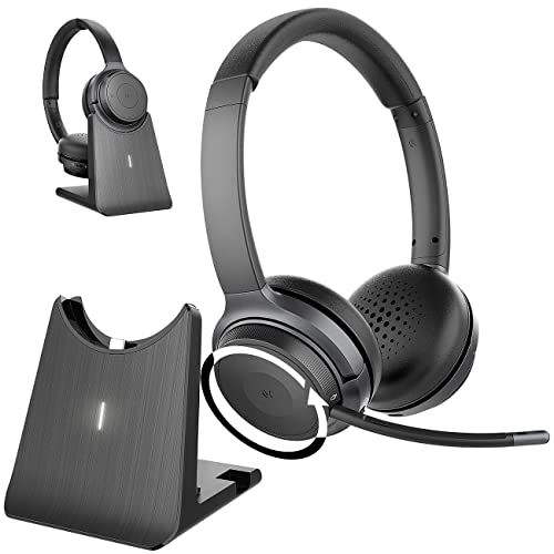 Callstel Musik Headset: Profi-Stereo-Headset mit Bluetooth 5, 18-Std.-Akku & 2in1-Ladestation (mit Schwanenhalsmikrofon, Streaming Kopfhörer) Bild 1