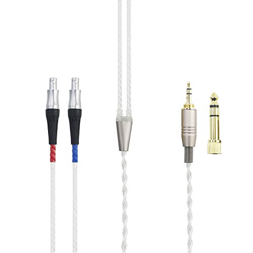 Versilbertes Audio-Upgrade-Ersatzkabel Kompatibel mit Sennheiser HD800-, HD800S- und HD820-Kopfhörern mit 3,5 mm 1/8 "Stecker und 6,3 mm 1/4" Adapter Bild 1