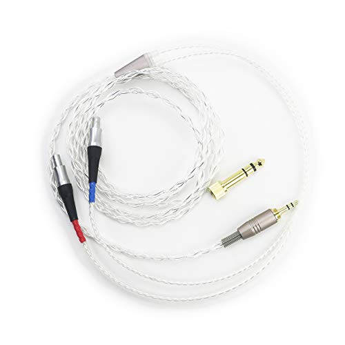 Versilbertes Audio-Upgrade-Ersatzkabel Kompatibel mit Sennheiser HD800-, HD800S- und HD820-Kopfhörern mit 3,5 mm 1/8 "Stecker und 6,3 mm 1/4" Adapter Bild 2