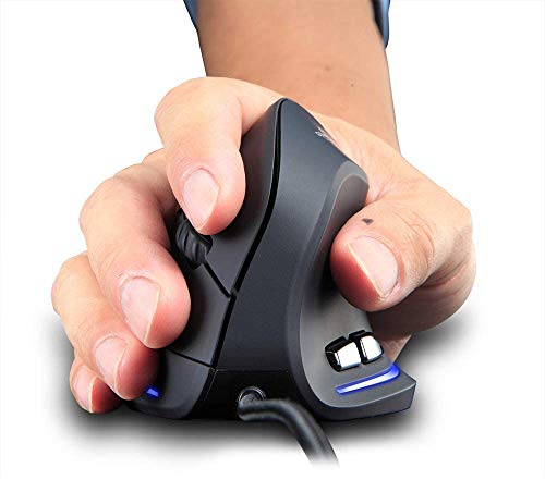 zelotes Ergonomische Maus,3200 DPI,6 Tasten,Vorbeugung Gegen Mausarm,USB Optische Vertikale Maus mit Kabel,Verdrahtete Mäuse für PC,Laptop,Computer,Mac,Schwarz Bild 2