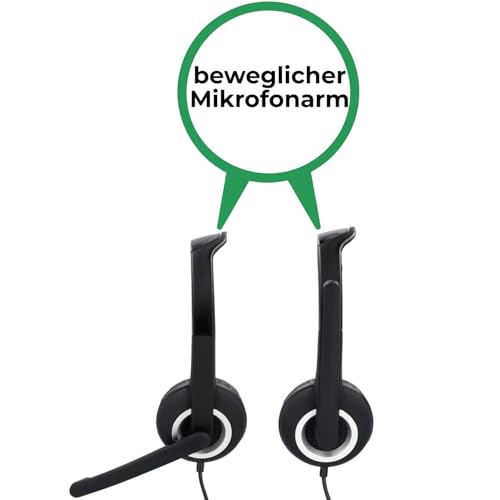 Hama USB Headset, On Ear Kopfhörer mit Mikrofon (Headset mit Lautstärkenregler und verstellbarem Mikrofonarm, für Videokonferenzen, Homeoffice, Callcenter, eLearning, USB-A-Stecker) schwarz Bild 3