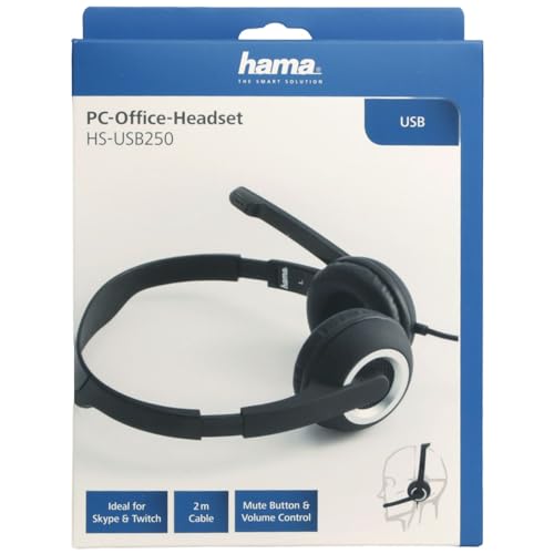 Hama USB Headset, On Ear Kopfhörer mit Mikrofon (Headset mit Lautstärkenregler und verstellbarem Mikrofonarm, für Videokonferenzen, Homeoffice, Callcenter, eLearning, USB-A-Stecker) schwarz Bild 6