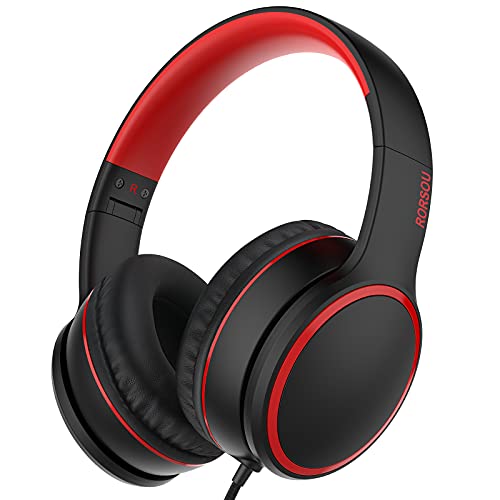 R10 Over-Ear-Headphones mit Mikrofon, leichte Faltbare Stereo-Bass-Headset mit 1,5 m Nicht verwickelndem Kabel, tragbare kabelgebundene Headphones für, Tablet, MP3 / 4 Schwarz Bild 1