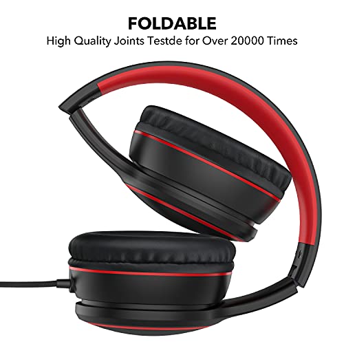 R10 Over-Ear-Headphones mit Mikrofon, leichte Faltbare Stereo-Bass-Headset mit 1,5 m Nicht verwickelndem Kabel, tragbare kabelgebundene Headphones für, Tablet, MP3 / 4 Schwarz Bild 3