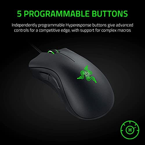 Razer DeathAdder Essential Gaming-Maus, optischer Sensor, 6400 DPI, 5 programmierbare Tasten, mechanische Schalter, gummierte Seitengriffe, klassisches Schwarz Bild 4