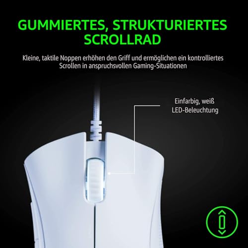 Razer DeathAdder Essential Gaming-Maus, optischer Sensor, 6400 DPI, 5 programmierbare Tasten, mechanische Schalter, gummierte Griffe, Mercury White Bild 4
