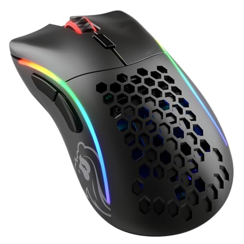 GLORIOUS Gaming Model D- (Klein) Wireless Gaming Mouse – Superleichte 67 g, Wabendesign, RGB-Beleuchtung, ergonomisch, verzögerungsfreier 2,4-GHz-Funk, bis zu 71 Stunden Akku – Mattschwarz Bild 1