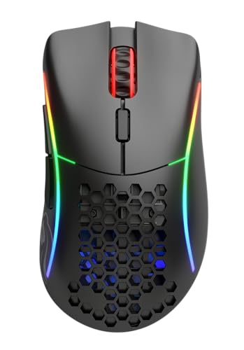 GLORIOUS Gaming Model D- (Klein) Wireless Gaming Mouse – Superleichte 67 g, Wabendesign, RGB-Beleuchtung, ergonomisch, verzögerungsfreier 2,4-GHz-Funk, bis zu 71 Stunden Akku – Mattschwarz Bild 2