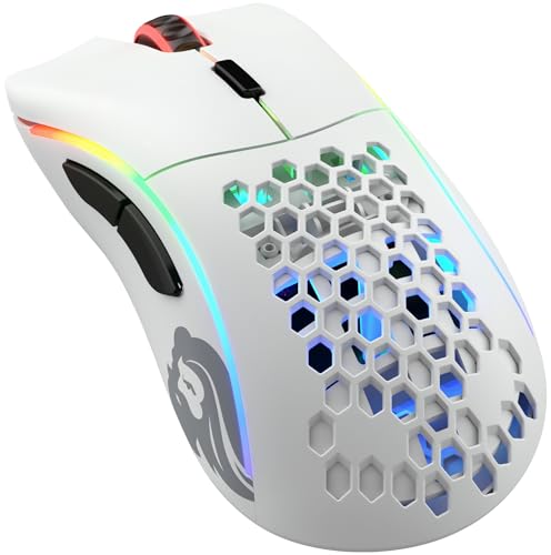 GLORIOUS Gaming Model D Kabellose Gaming-Maus – superleichte 69g, verzögerungsfreie 2,4-GHz-Funkverbindung, bis zu 71 Stunden Akkulaufzeit, RGB, BAMF-Sensor, ergonomisch, 6 Tasten – Weiß Bild 1