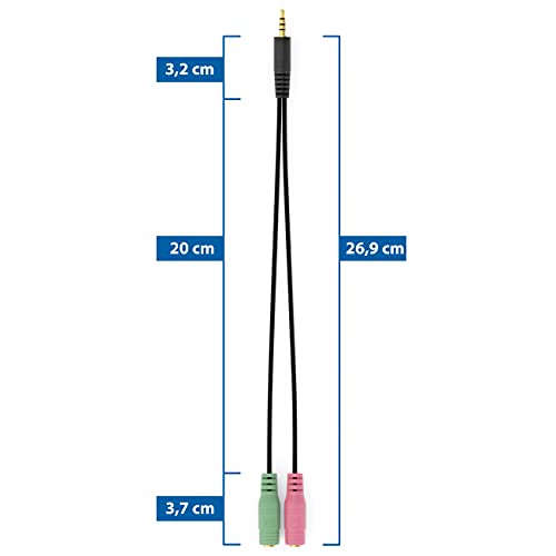 deleyCON 20cm Kopfhörer Headset Splitter Audio Klinken Y Adapter Kabel Stereo - 1x 3,5mm Stecker CTIA 4 Polig TRRS auf 2x 3,5mm Buchse - 1x Klinke Anschluss auf Kopfhörer und Mikrofon Bild 5
