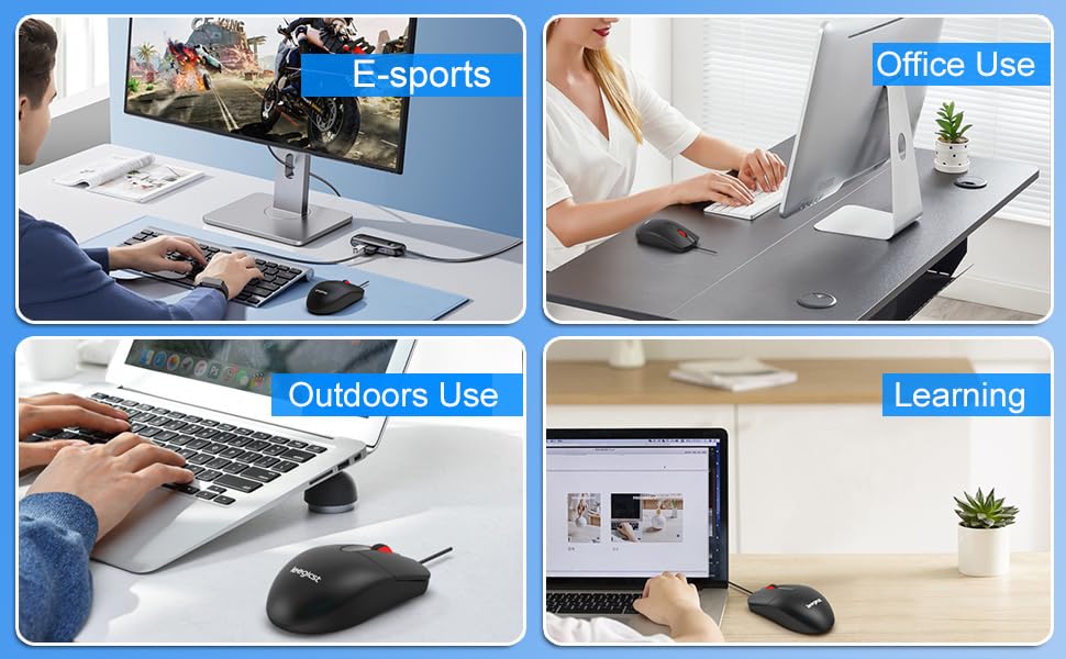 Kabelgebundene optische ergonomische Maus – M102 Cored 3-Tasten-USB-Computermäuse für Laptops, Chromebook, MacBook, PC-Computer (Black) Bild 6