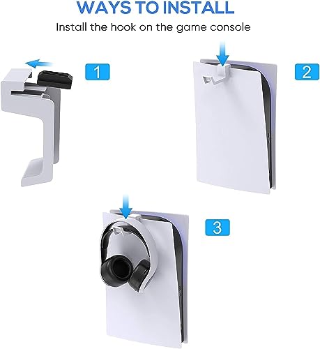 Gamer Gear Universal Controller Headset Halterung Kompatibel mit PS5 Konsole, Wandhalterung für PS5 Controller Remote & Pulse 3D Headset Kopfhörer Halter Zubehör Bild 6
